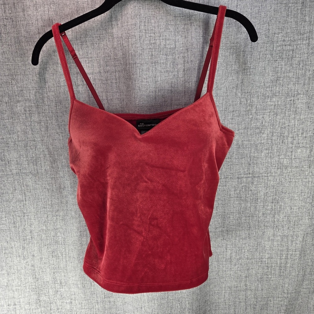 No Boundaries Y2K Red Velour Bracup Women's (XS) (Jrs 7/9) Cami Top NWT Grunge